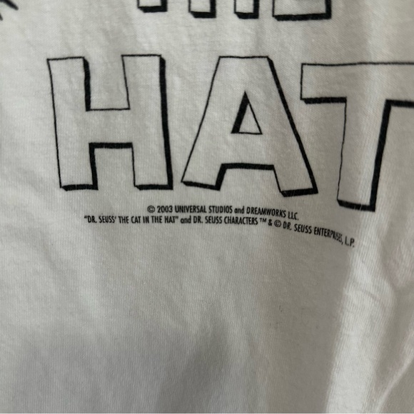 Vintage Hanes Dr. Seuss Cat in the Hat White T-Shirt 2003 Youth Large Cotton - Picture 3 of 7